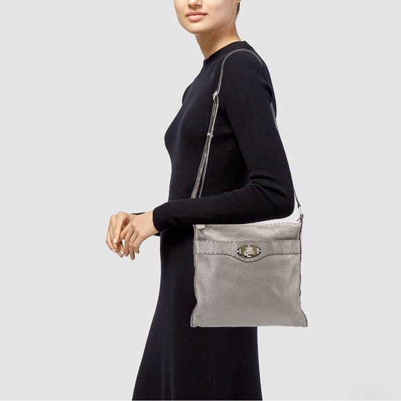 FENDI Vintage Selleria Grey/Silver Leather Crossbody Bag - Picture 2 of 15